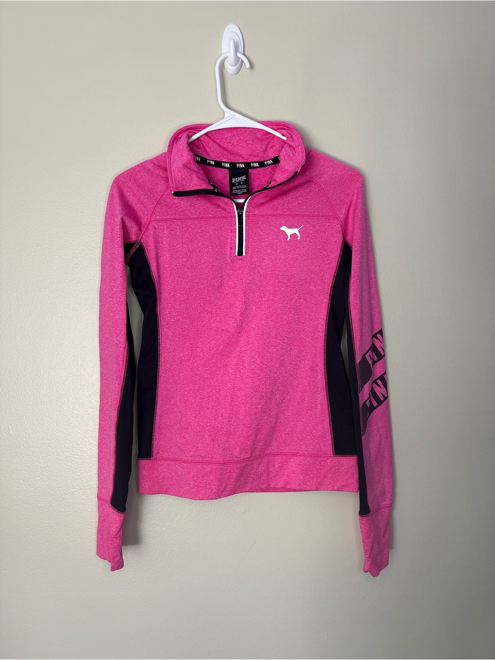 PINK Victoria's Secret Hot Pink & Black Half-Zip Utility Jacket